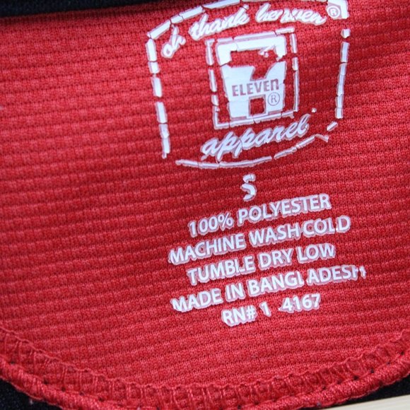 Vintage 7-11 Polo Shirt Mens Red & Black Short Sleeve Logo Embroidered Small S - Picture 6 of 9